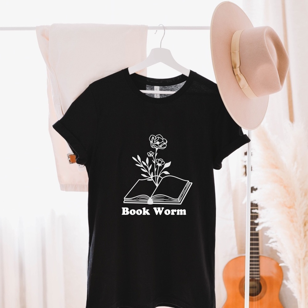 Our Comfy Book Worm Tee Shirt Is Short Sleeved And Made Of 100% Cotton